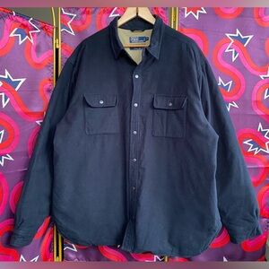 Vintage Polo Ralph Lauren Lined Shirt Jacket Puffer Down FillEd Chore Barn Coat